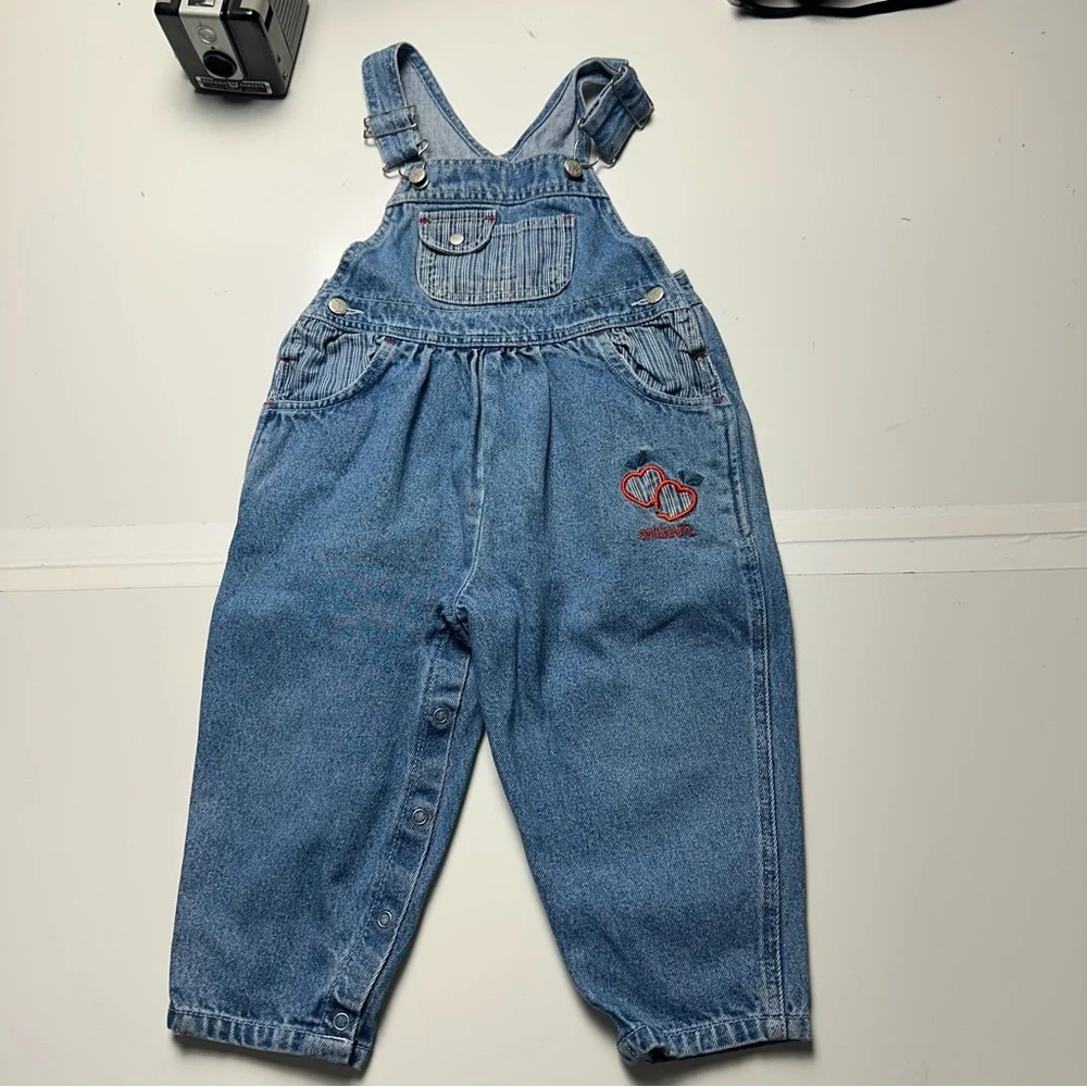 Vintage OshKosh Overalls | 90s Heart Patch Denim Relaxed · 3T